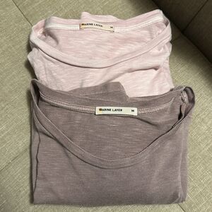 Lot of 2 Marine Layer Crew Swing Tee Pink & Mink Womens M Casual Supima Cotton